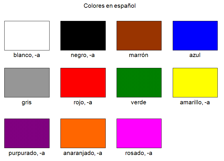 スペイン語の色一覧