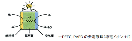 PEFC, PAFCの発電原理