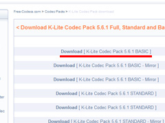 K-Lite Codec Packダウンロードページ