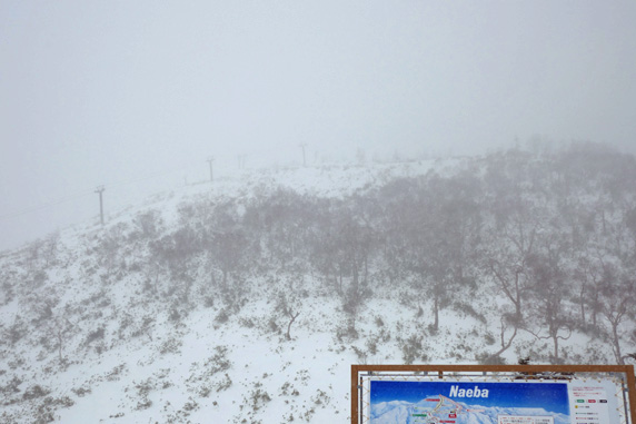 苗場スキー場: プリンス第1ゴンドラ山頂駅から見る筍山山頂